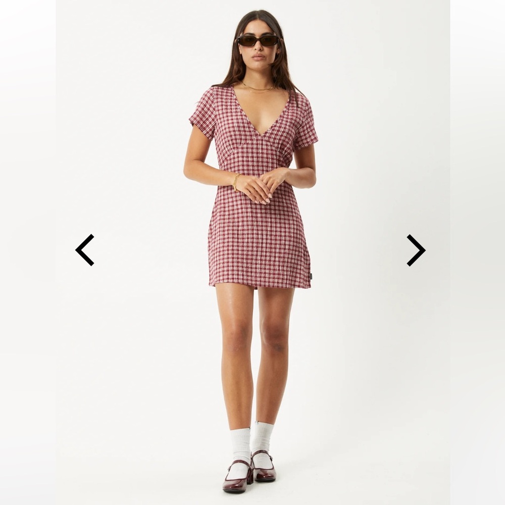 Afends Pink and White Checkered Mini Dress